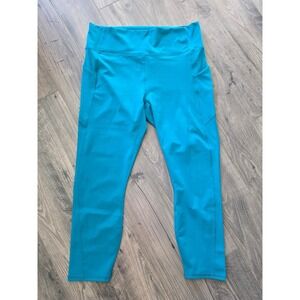NWT Fabletics Pure Luxe Teal Capri Leggings Pockets Women's XXL Workout Yoga